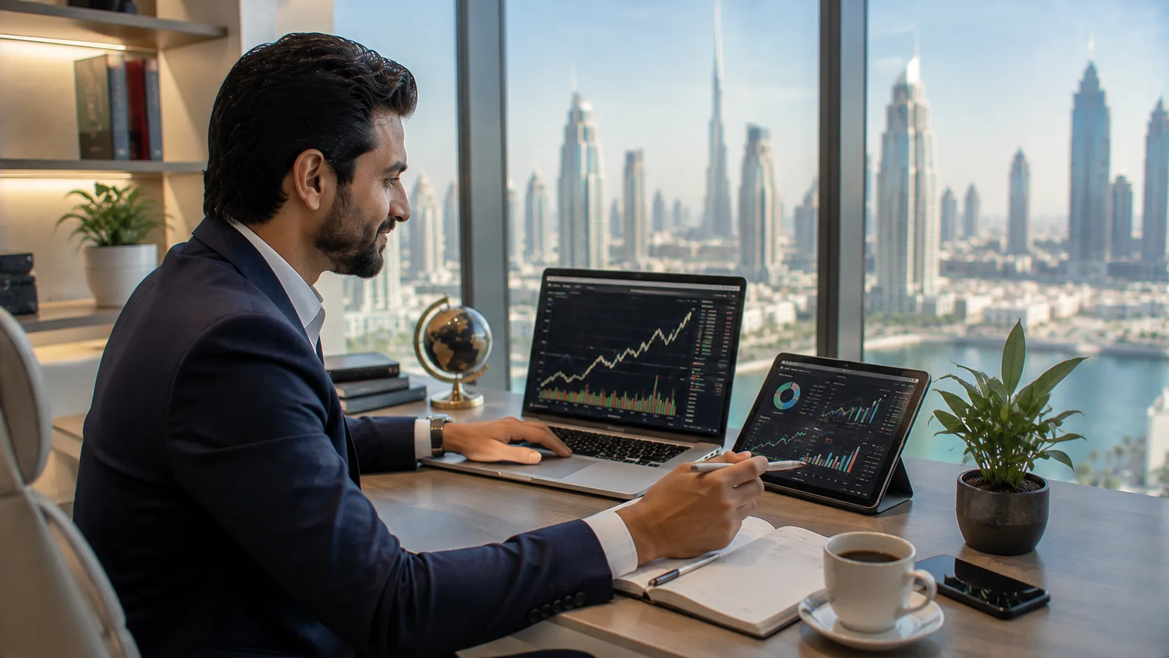 How to invest in Dubai — an investor reviewing growth charts and investment options in the UAE