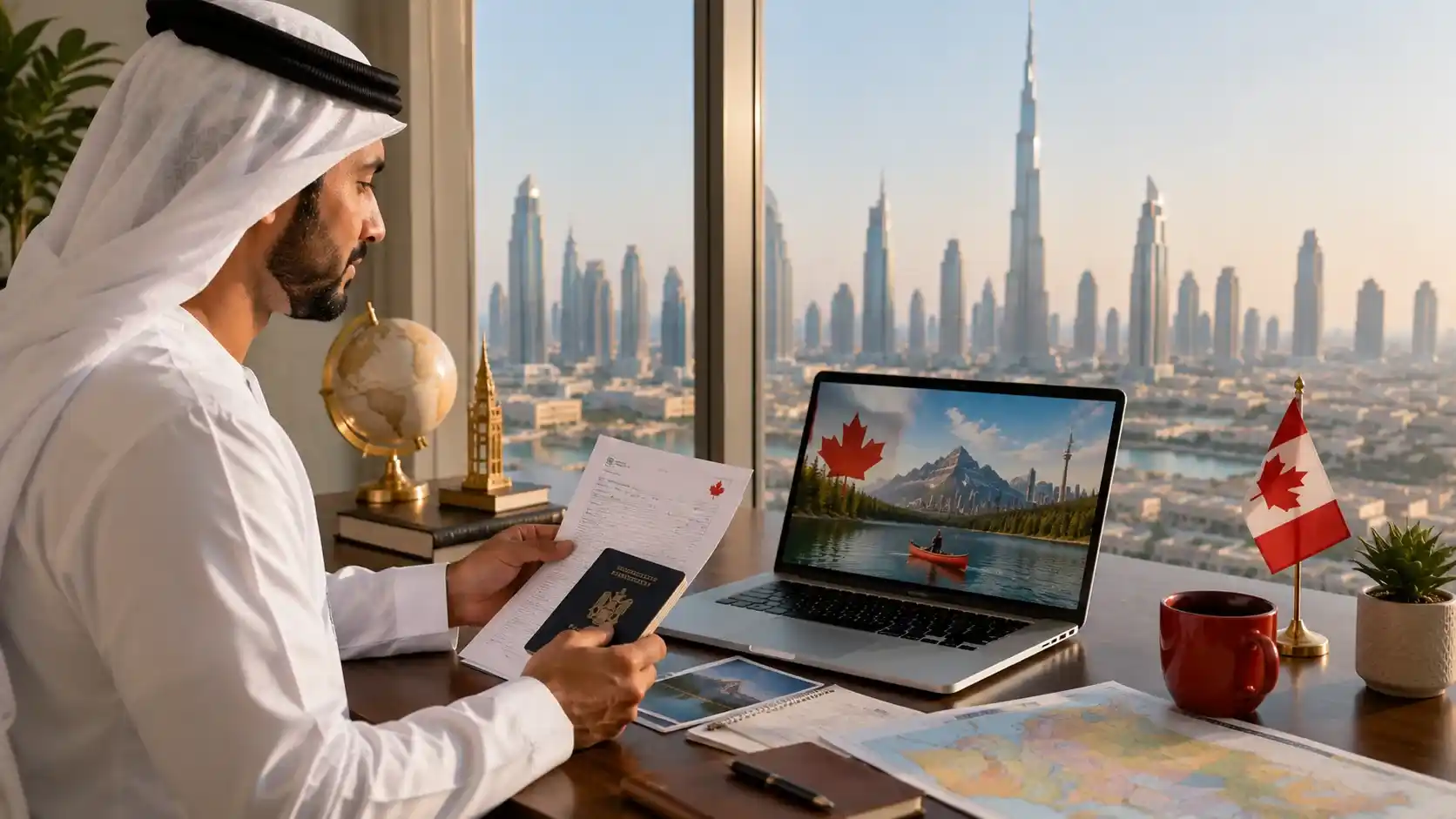 Canada visa from Dubai — a resident planning a Canada trip with passport and documents
