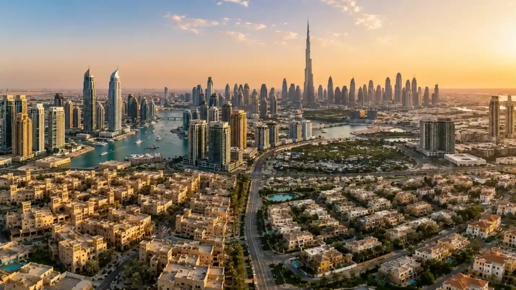 Dubai areas — an aerial view of diverse Dubai neighbourhoods and districts
