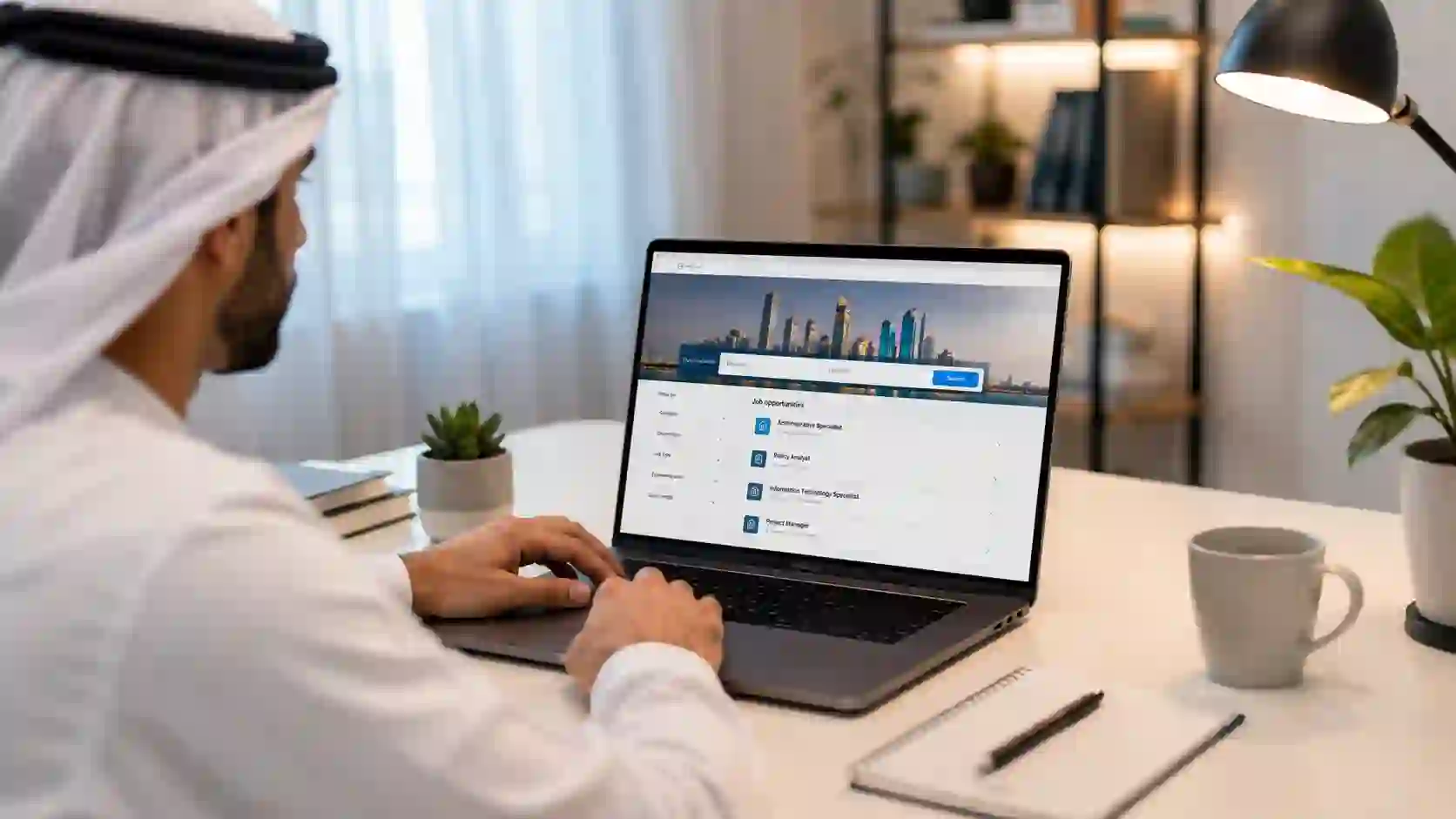 Federal jobs — a person searching a government job portal on a laptop