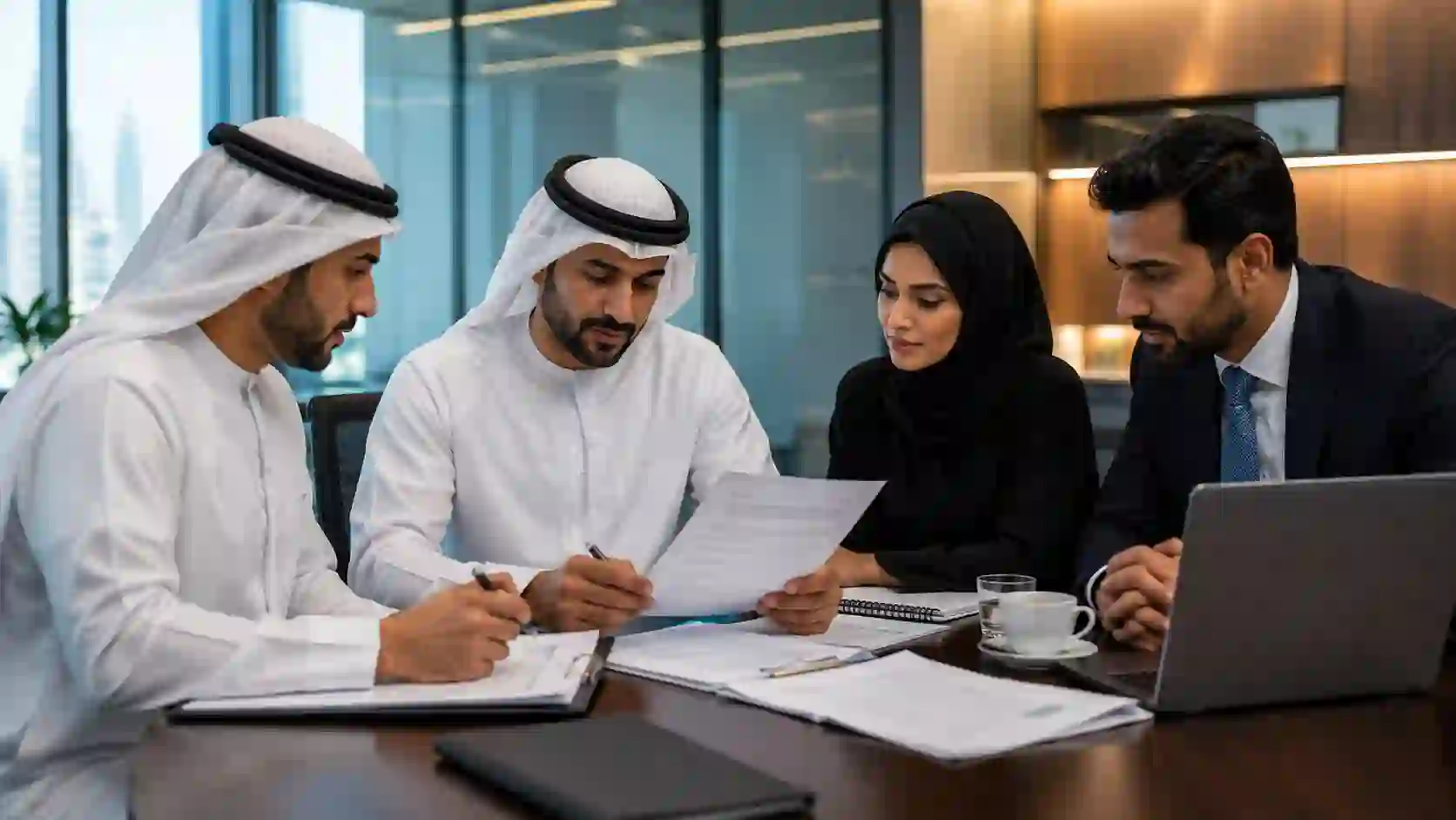 Government contracts — a business team reviewing a tender document