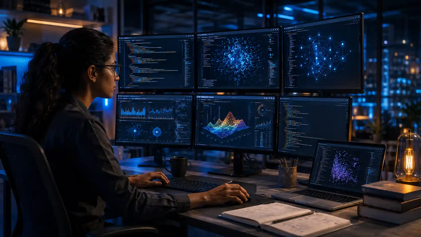 Machine learning engineer — a professional working with data visualizations and code
