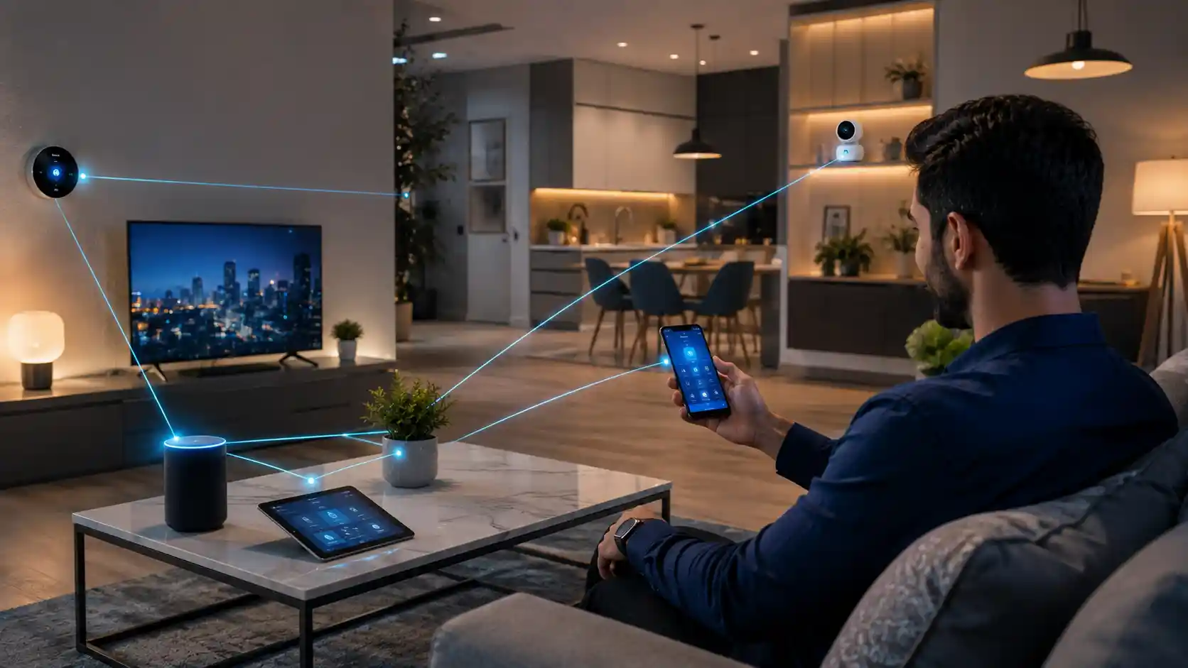 Smart technology — connected smart home devices controlled from a phone