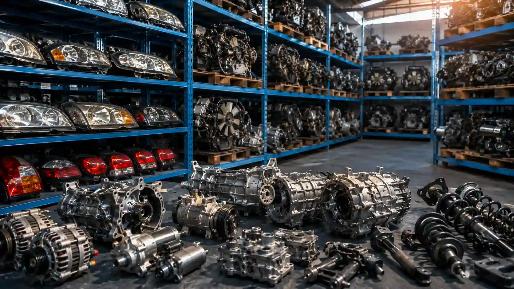 Used car parts — quality used automotive components organised on shelves