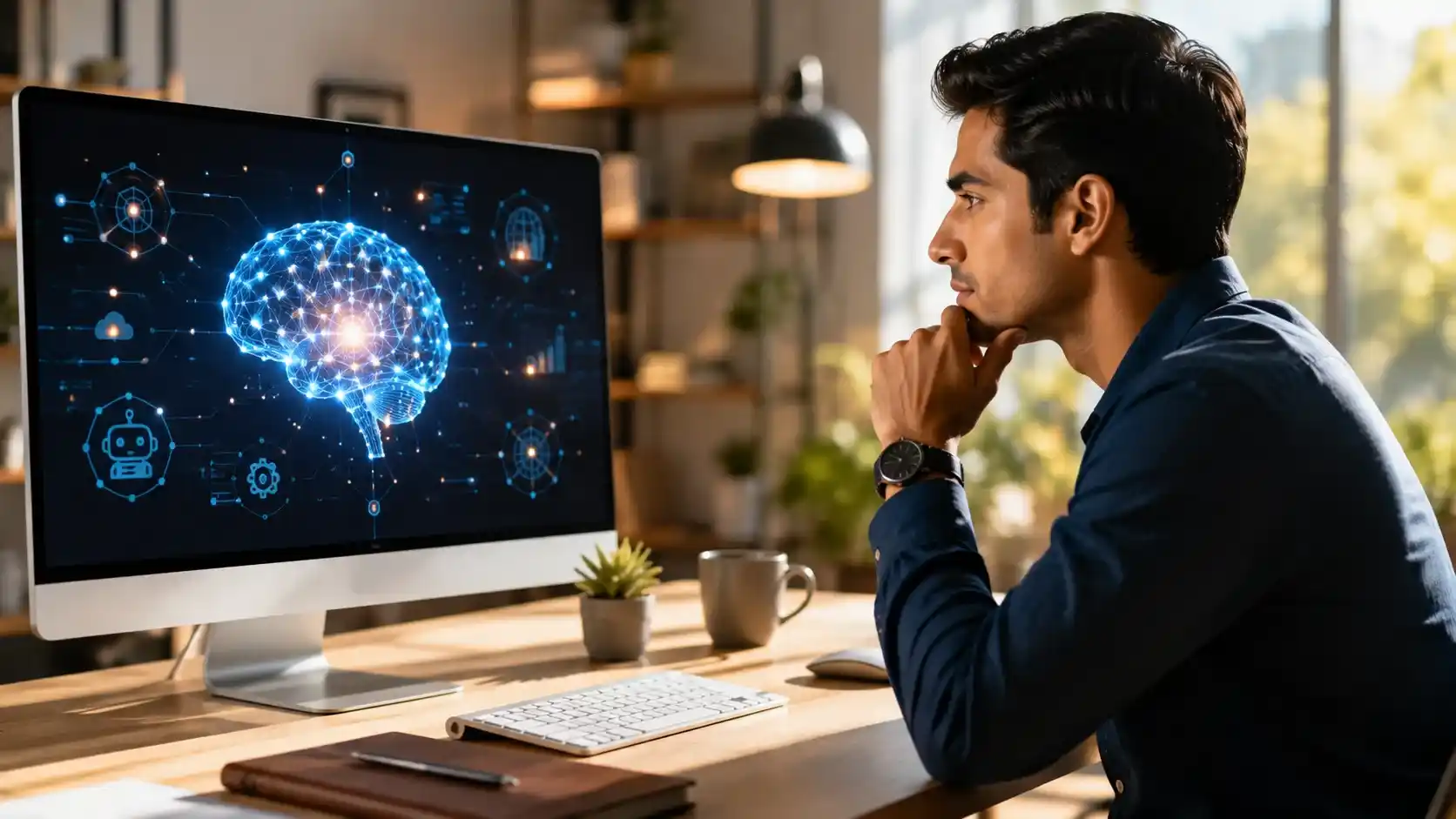 What is artificial intelligence — a person learning how AI works on a screen