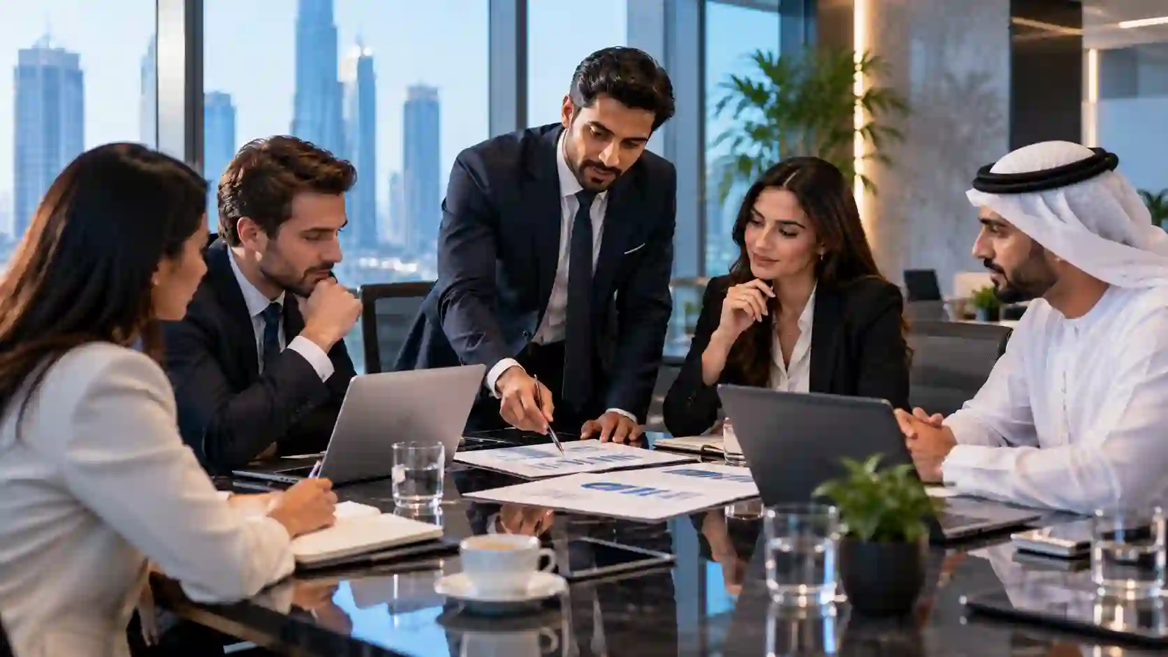 Consulting jobs — consultants collaborating in a modern corporate office