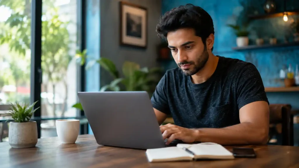 Freelance jobs — a freelancer working independently on a laptop