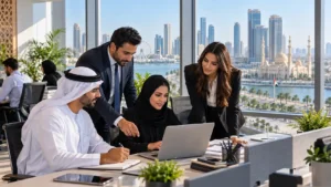 Jobs in Sharjah — professionals working in a modern office in the city