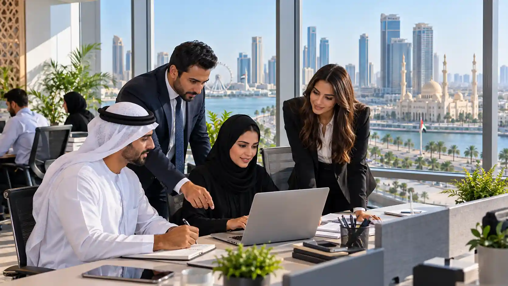 Jobs in Sharjah — professionals working in a modern office in the city