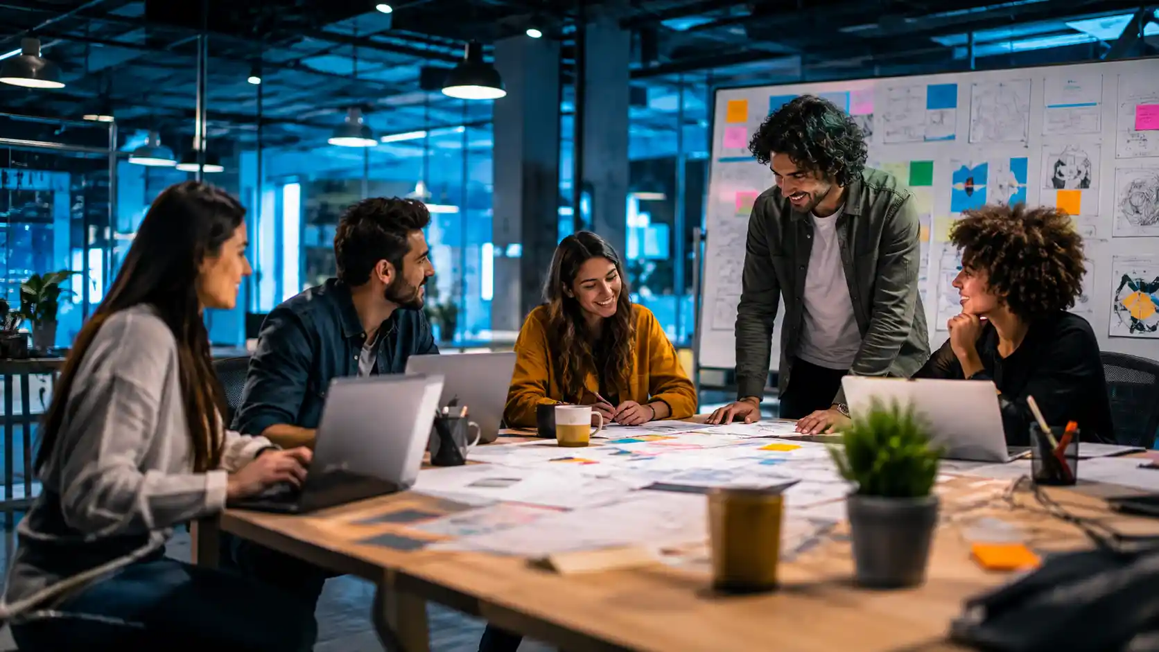 Marketing jobs — a creative marketing team collaborating in a modern office