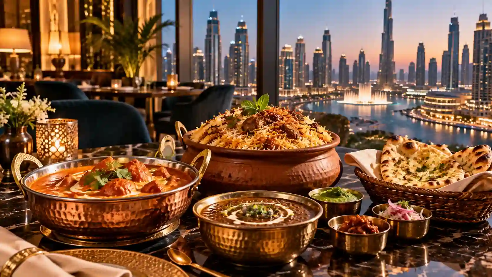Best indian restaurant in dubai — an exquisite fine dining Indian culinary feast overlooking the Dubai city skyline