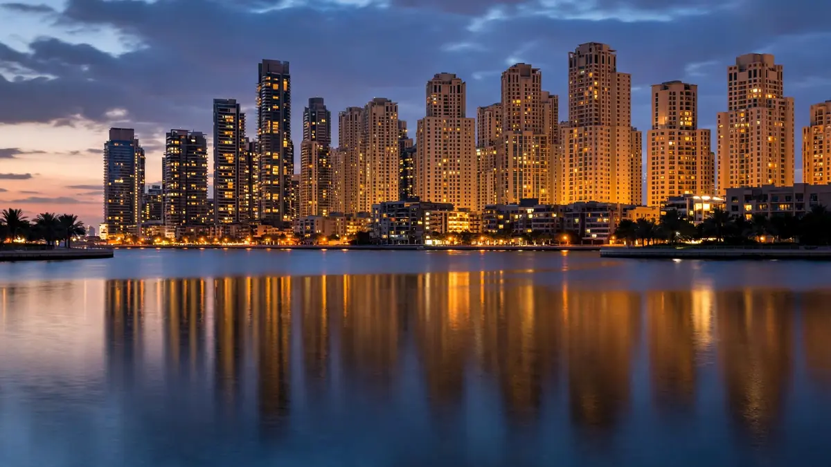 Dubai residential skyline at dusk representing DEWA electricity and water services